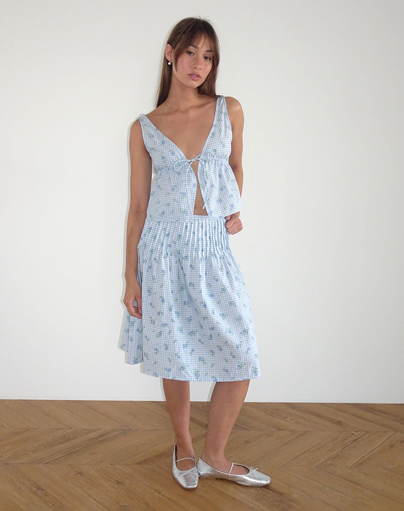 Image de Rolia Cami Top in Blue Flower Gingham