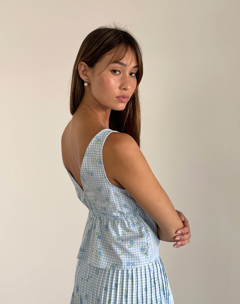 Image de Rolia Cami Top in Blue Flower Gingham