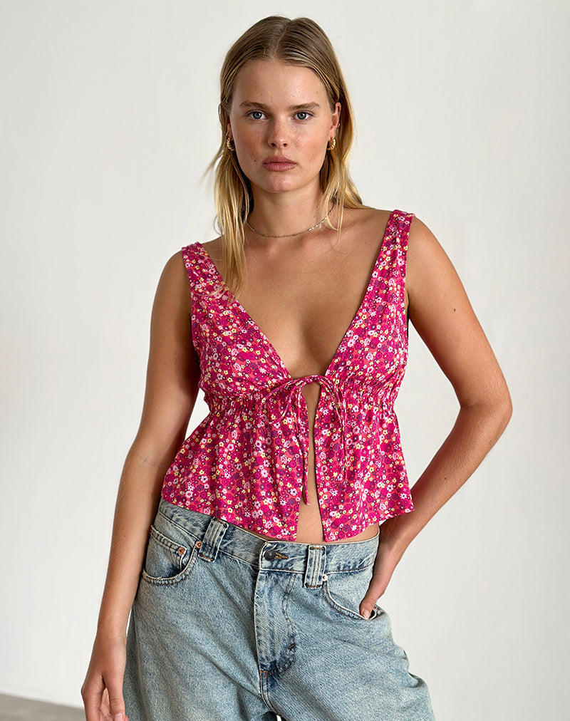 Image de Rolia Cami Top in Ditsy Floral Pink