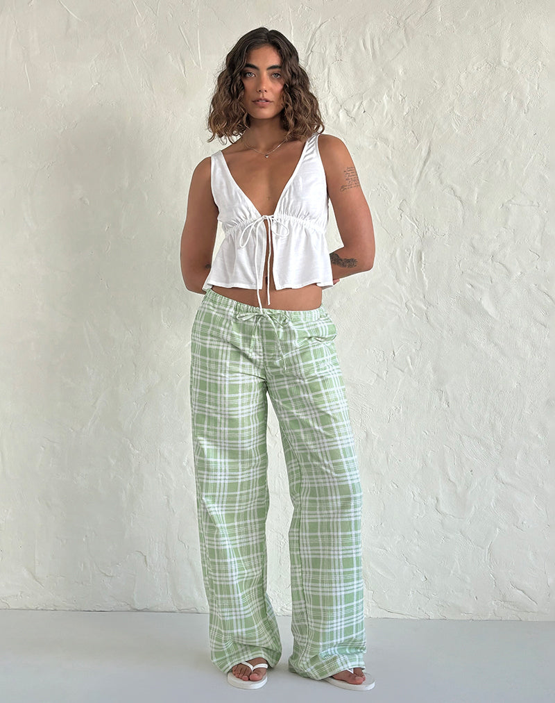 Pantalon Lirura en toile de table Neo Mint