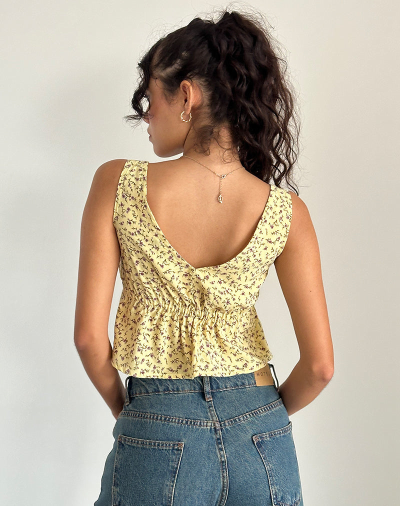 Image de Rolia Tie Front Top in Flowing Flower Yellow