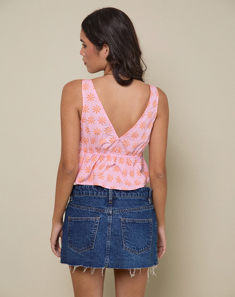 Image de Rolia Tie Front Top in Tile Flower Pink
