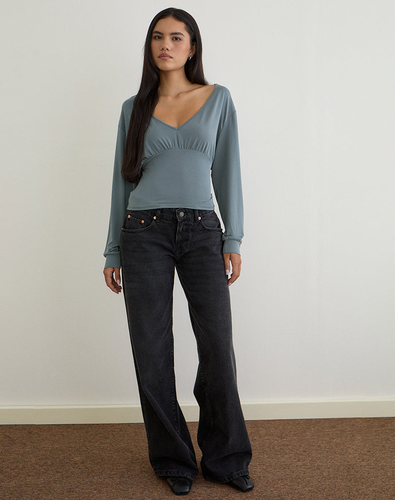 Top Romari, bleu cendré