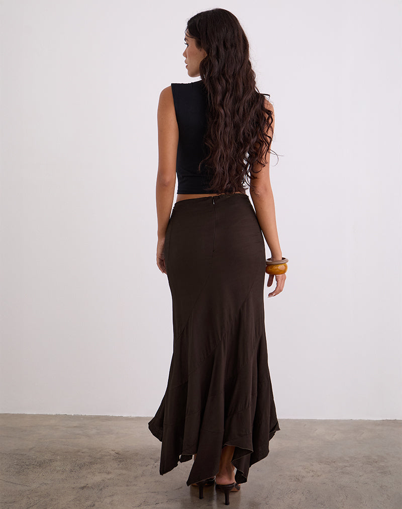 Image de la jupe longue Rombe en chocolat amer