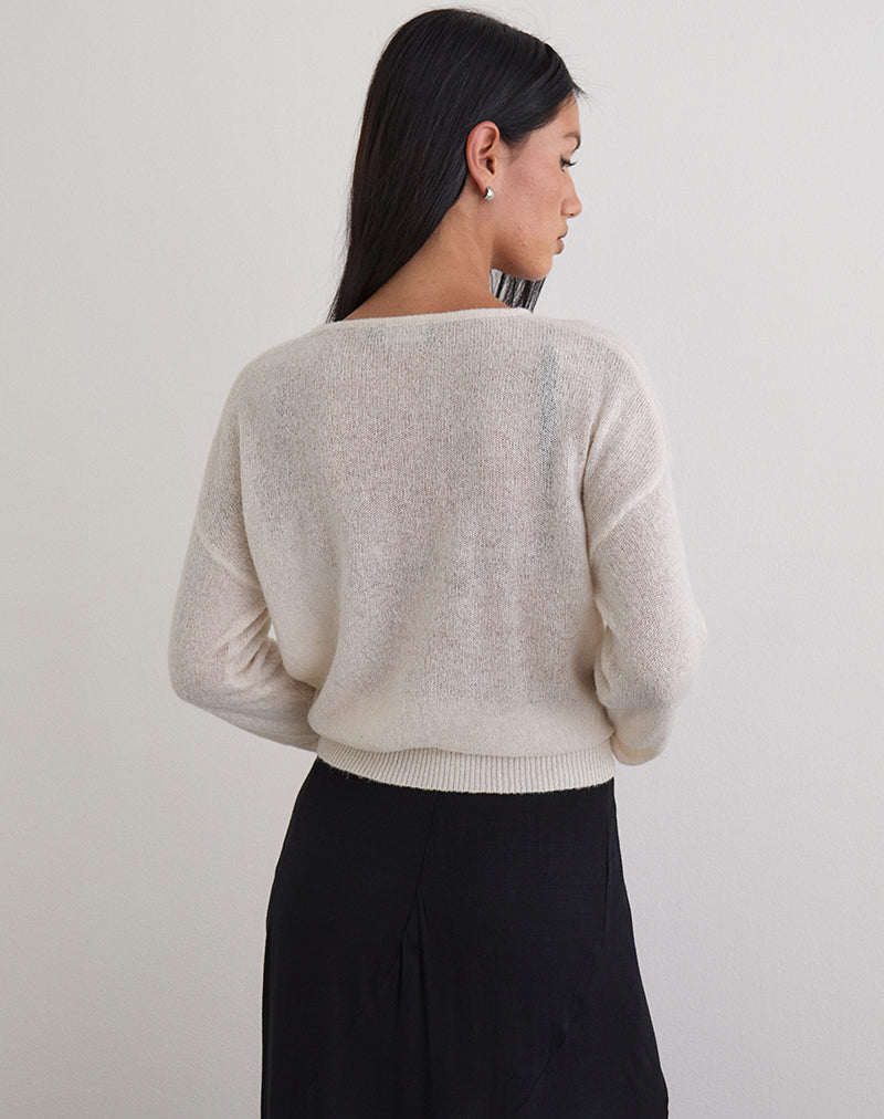 Image de Dorina Long Sleeve Top in Knit Ecru