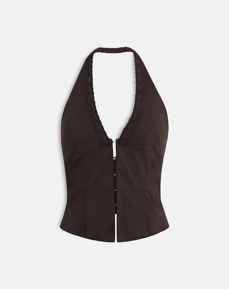 Image de Ronin Top in Lace Trim Tailoring Brown