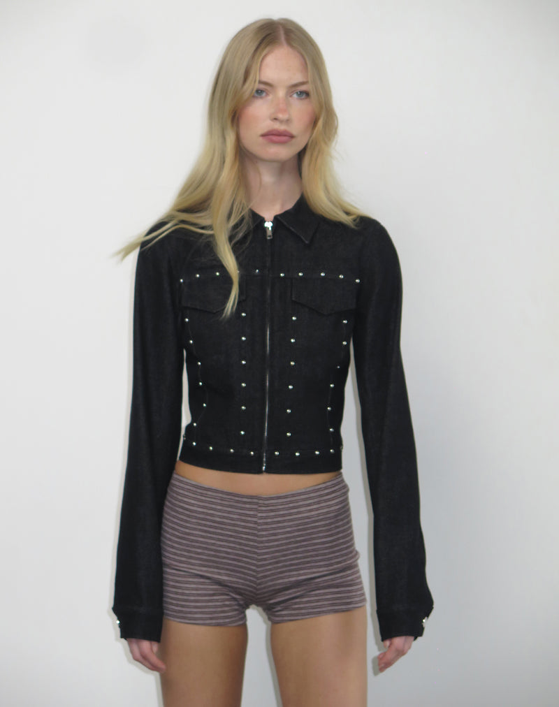 Image de la veste Ronira Chambray Studs en noir