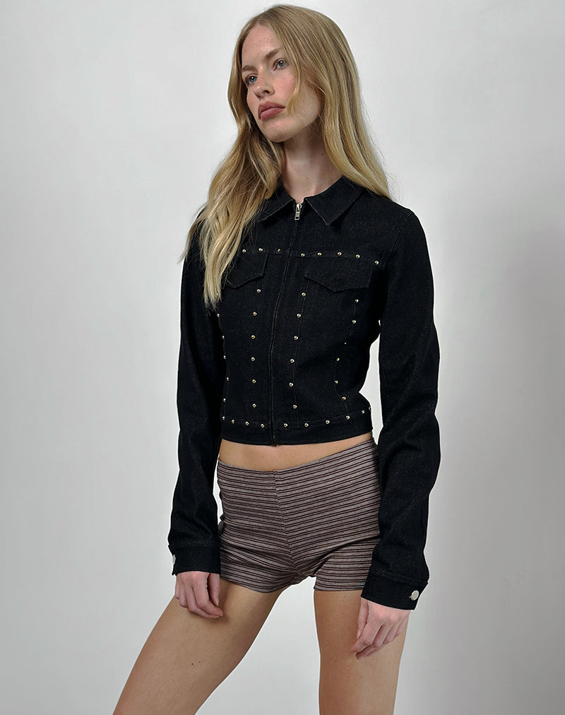 Image de la veste Ronira Chambray Studs en noir