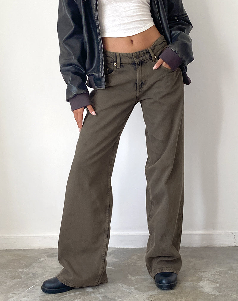 Image de Roomy Extra Wide Low Rise Jeans in Dark Black Sand
