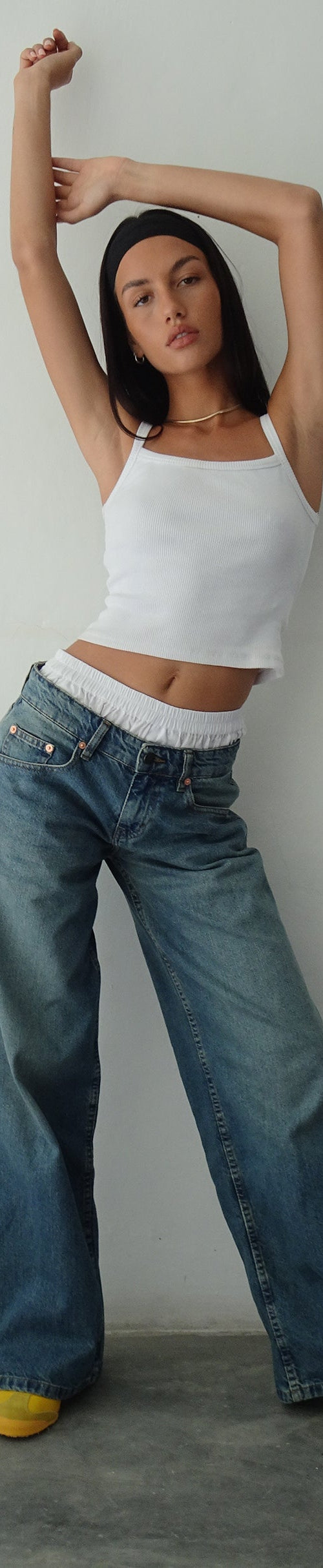 image de Roomy Extra Wide Low Rise Jeans in Vintage Blue Green