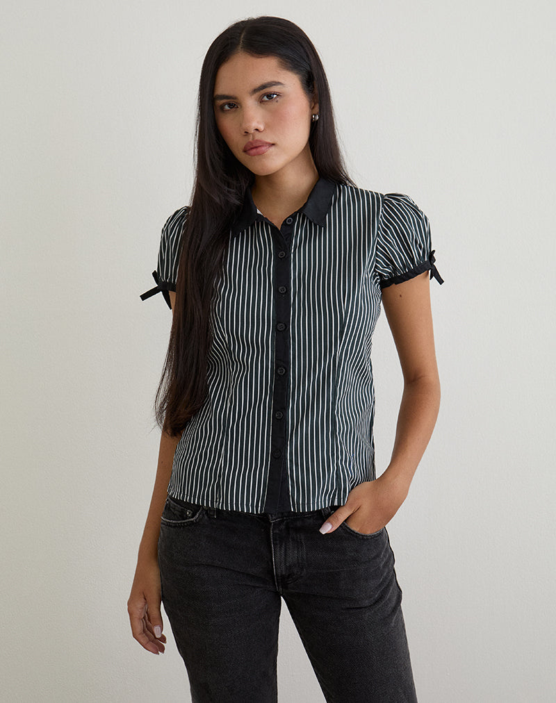 Chemisier Rosabe, monostripe noir et gris