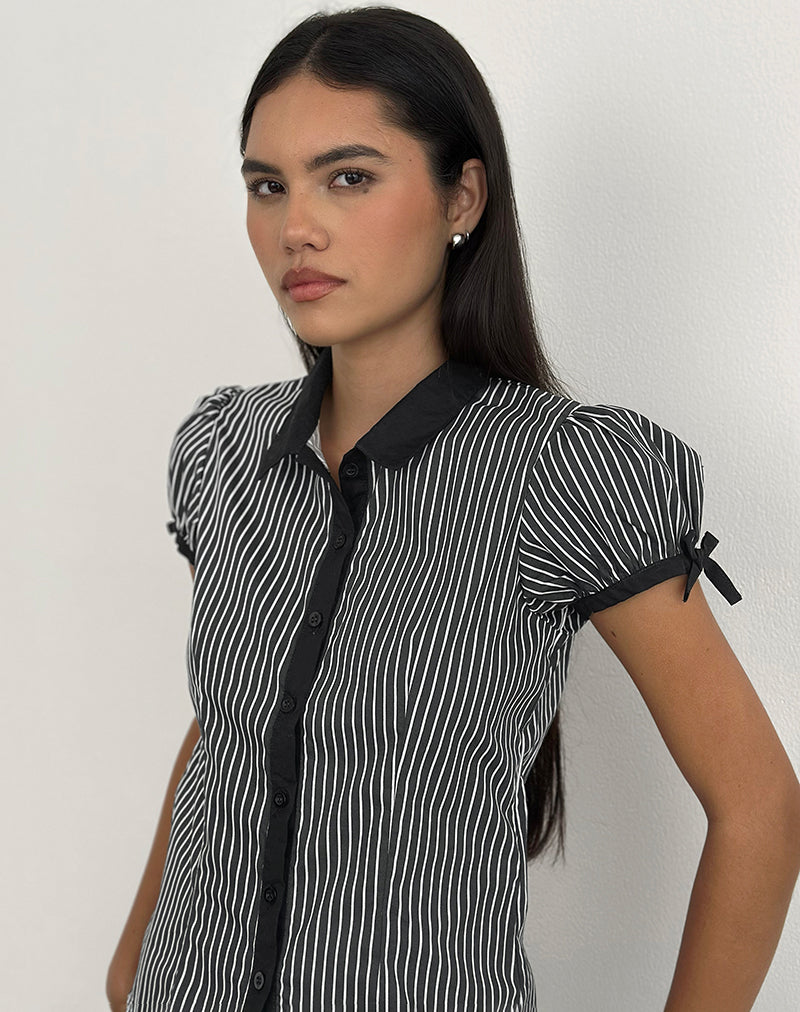 Chemisier Rosabe, monostripe noir et gris