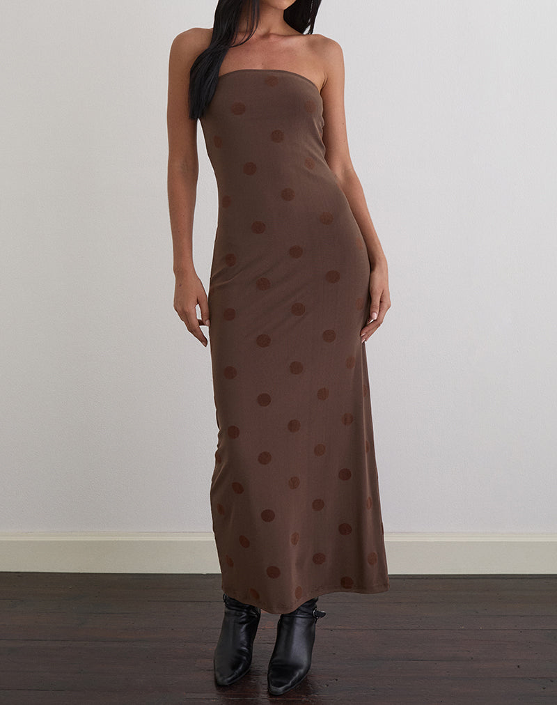 Image de Rosaga Maxi Dress in Big Polka Flock Brown