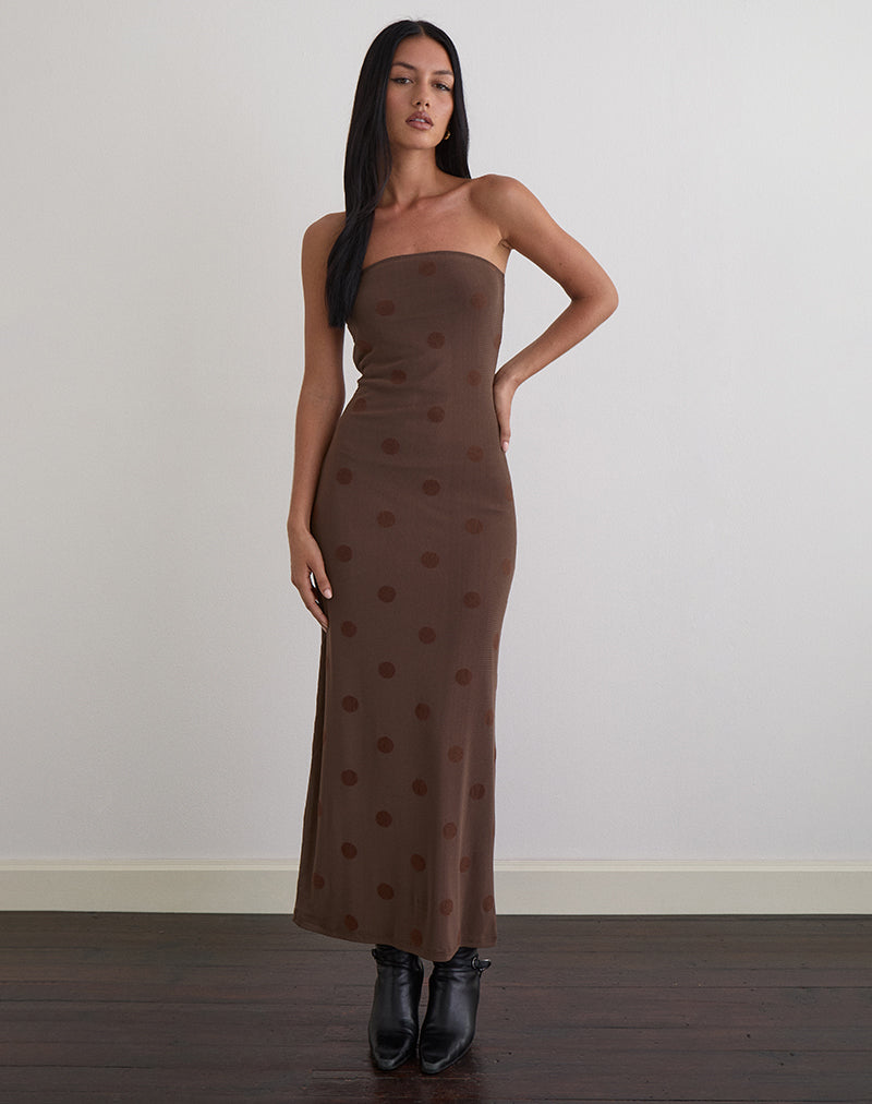 Image de Rosaga Maxi Dress in Big Polka Flock Brown