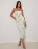 Image de Rosbandi Bandeau Midi Dress in Abstract Painted Flower Blue