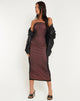 Image de Rosbandi Bandeau Midi Dress in Black Pink Lining