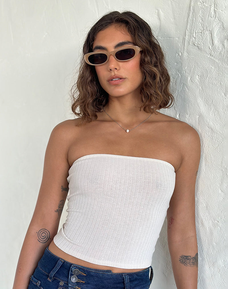 Lunettes de soleil Rotu Rectangle en Opaque Tan