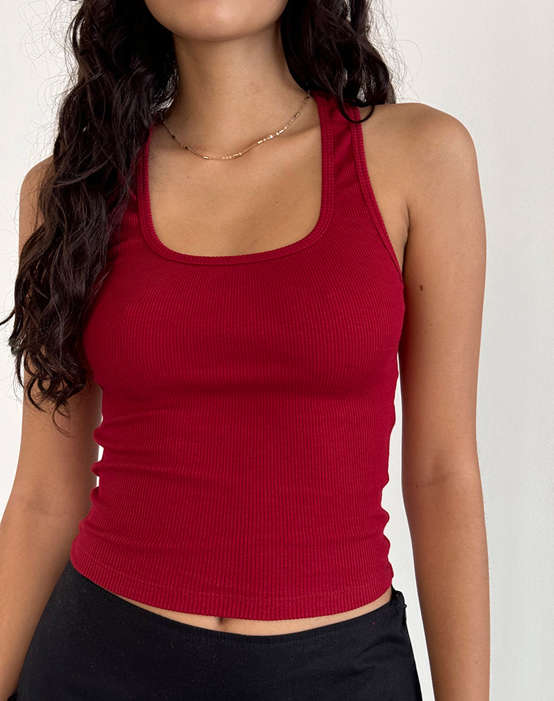 Image de Roxe Ribbed Vest Top in Adrenaline Red