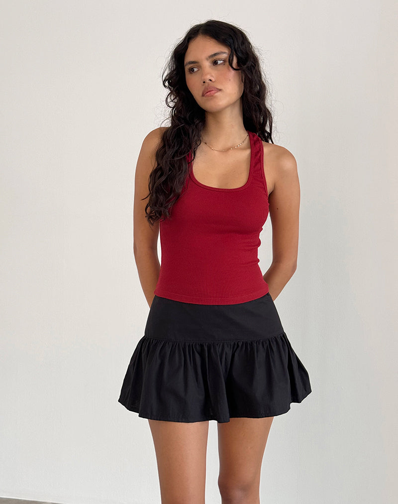 Image de Roxe Ribbed Vest Top in Adrenaline Red