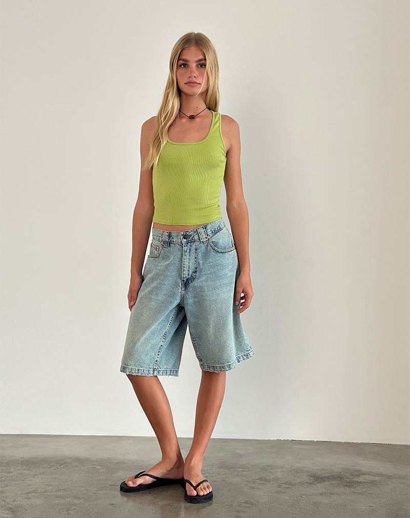 Roxe Ribbed Vest Top in Leaf Green (gilet côtelé en vert)