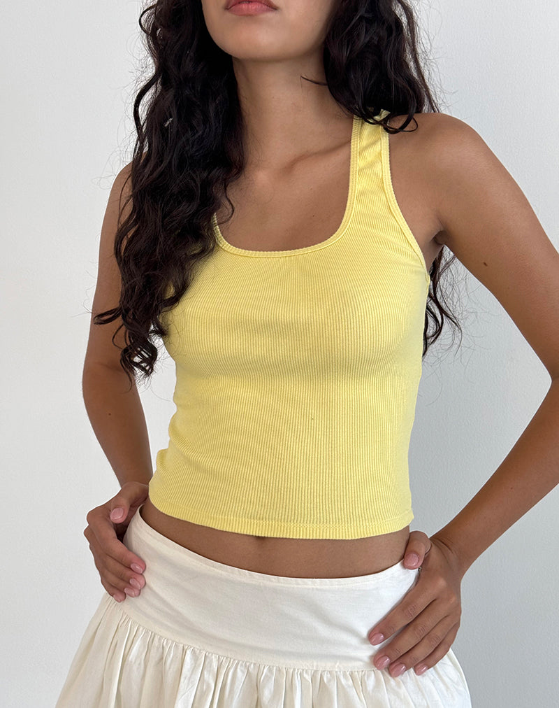 image de Roxe Ribbed Vest Top in Lemonade