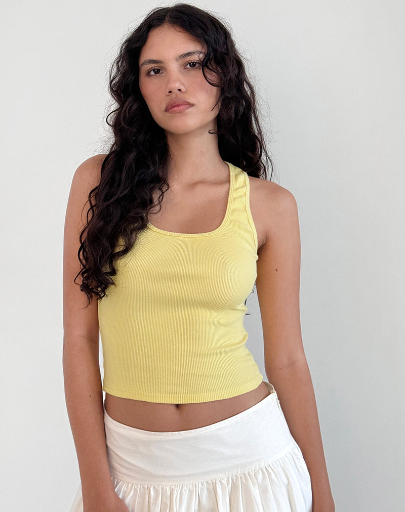 image de Roxe Ribbed Vest Top in Lemonade