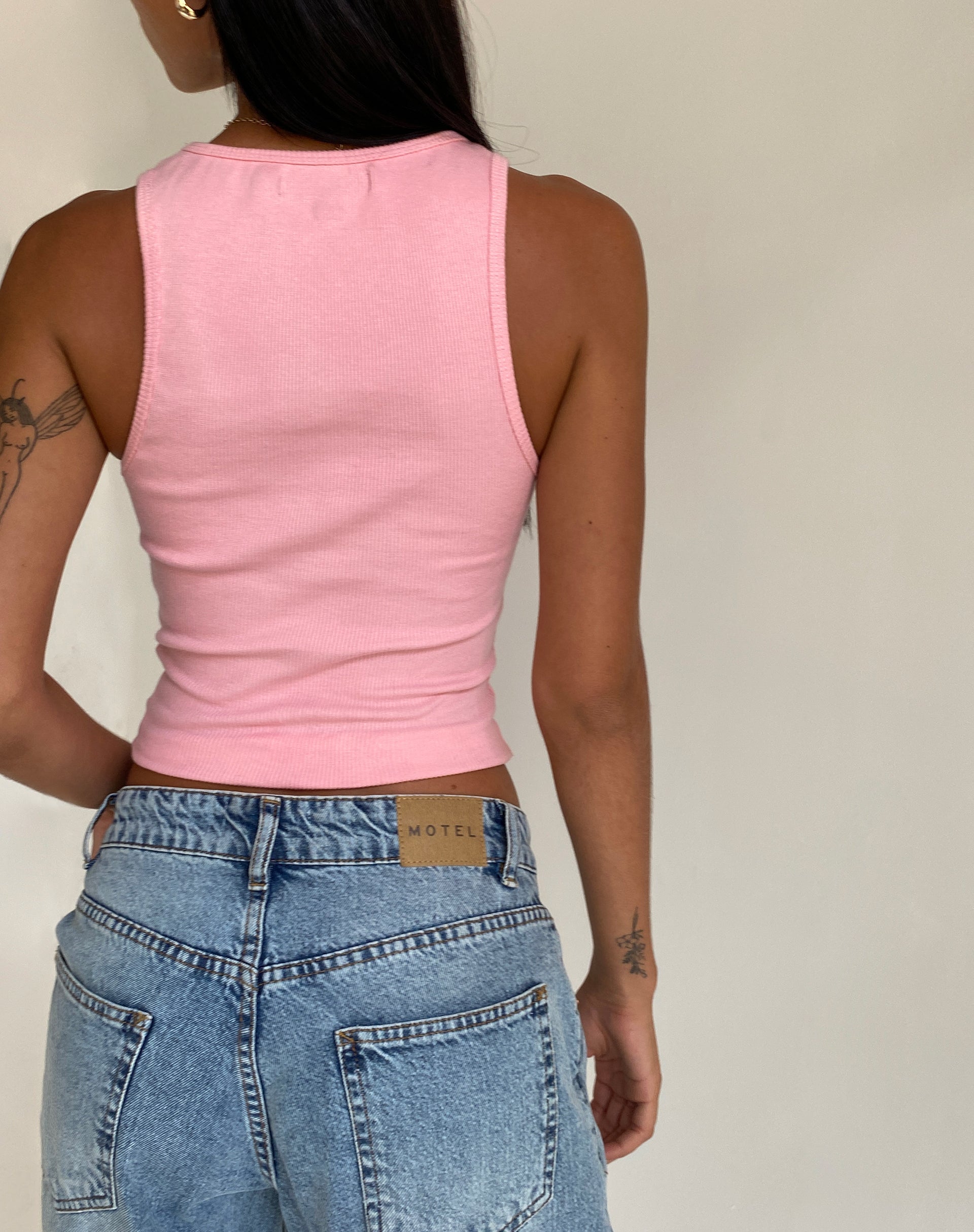 Image of Roxe Ribbed Vest Top in Ballet Pink