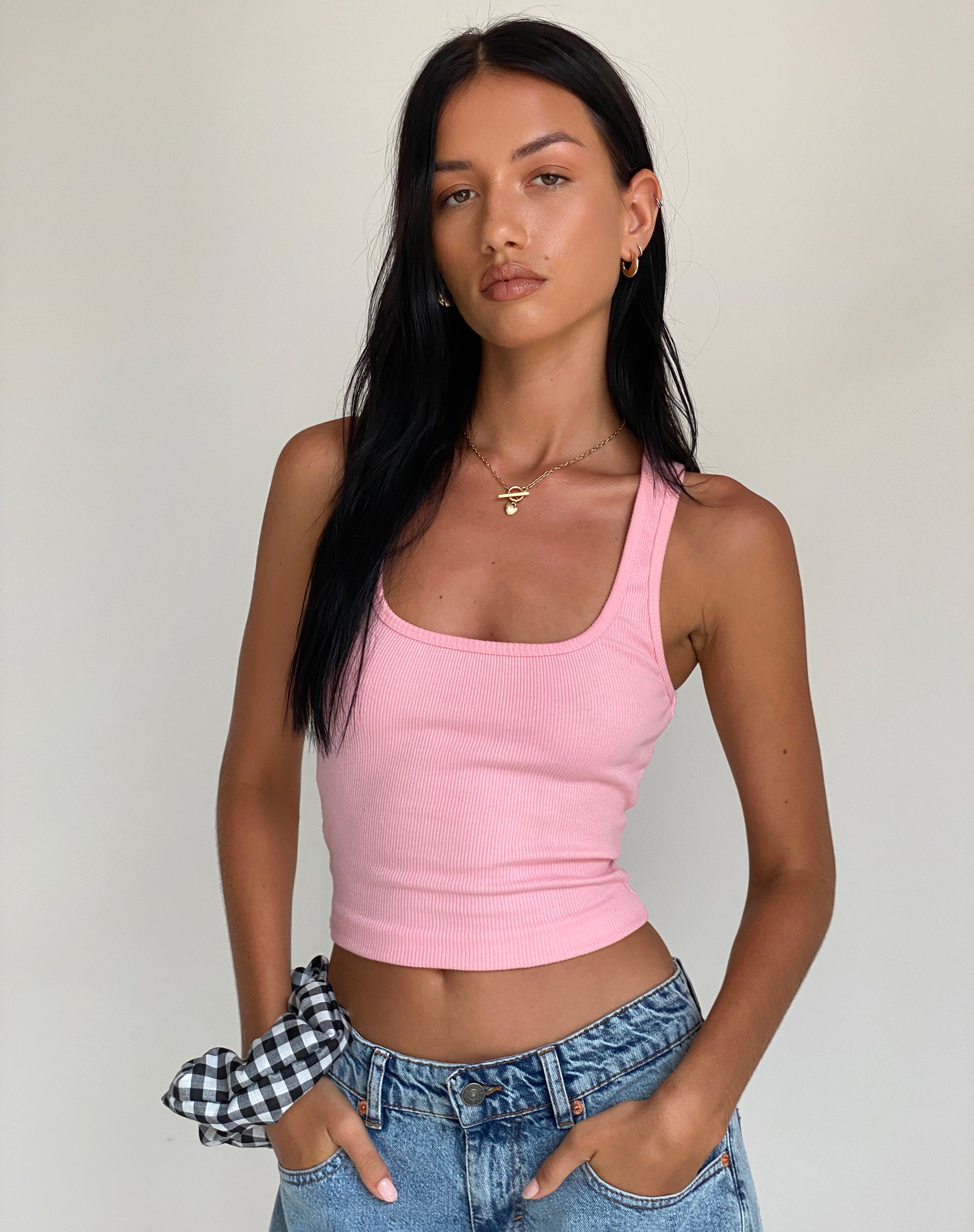 Image of Roxe Ribbed Vest Top in Ballet Pink