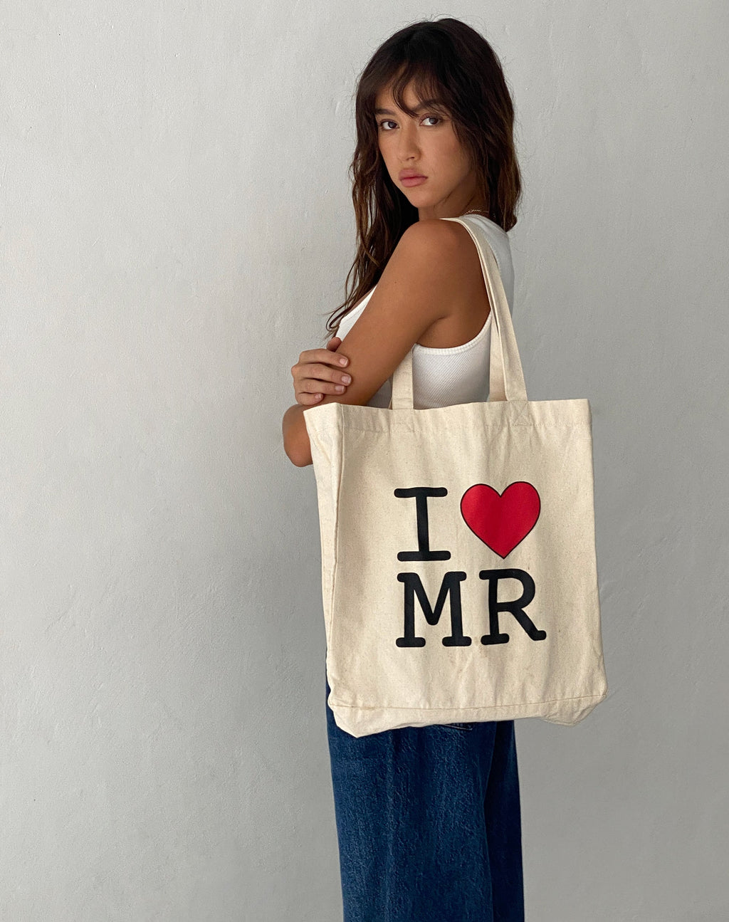 Sac fourre-tout I Heart MR en blanc cassé