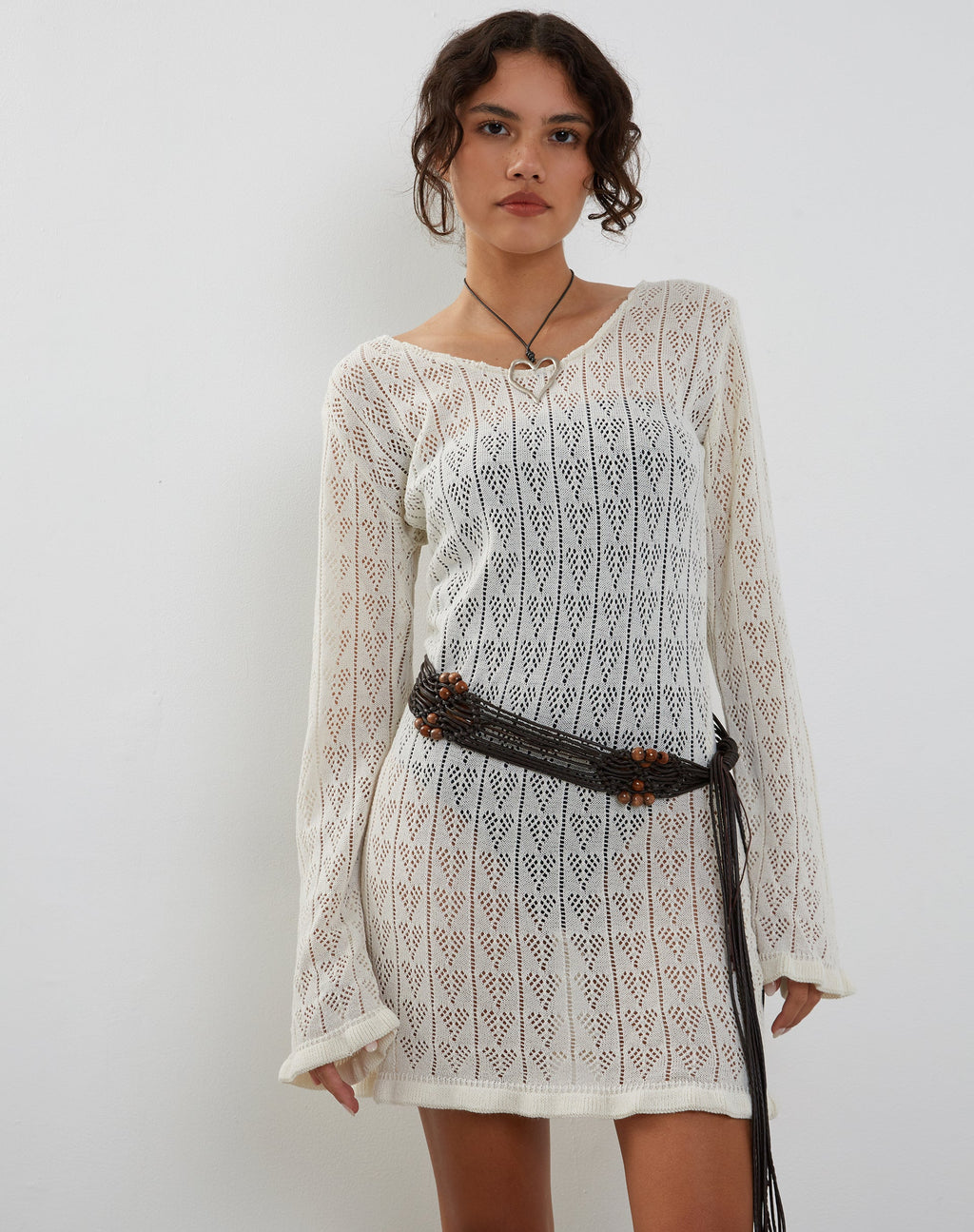 Mini robe en tricot Rue, ivoire