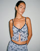 image de Rumako Crop Top in Light Blue Black Botanist Flocking