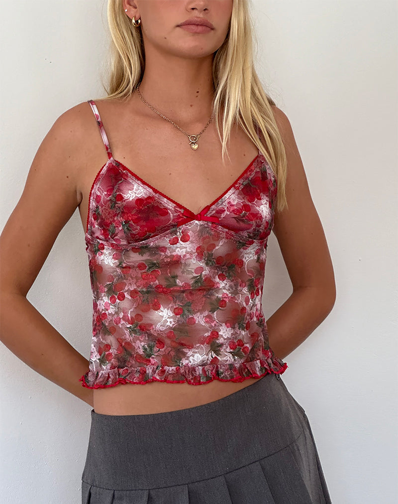 Image de Rumaysa Top en dentelle imprimée Cherry