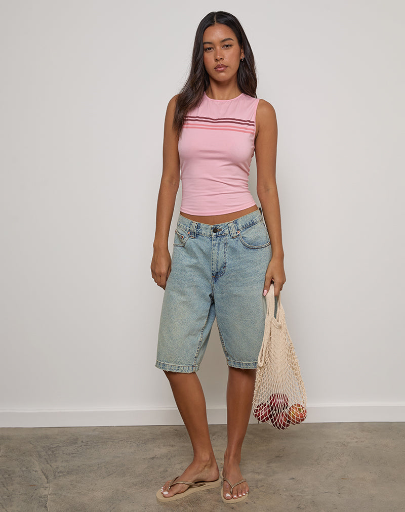 Image of Runaba Backless Tank Top in Ballet Pink Stripe