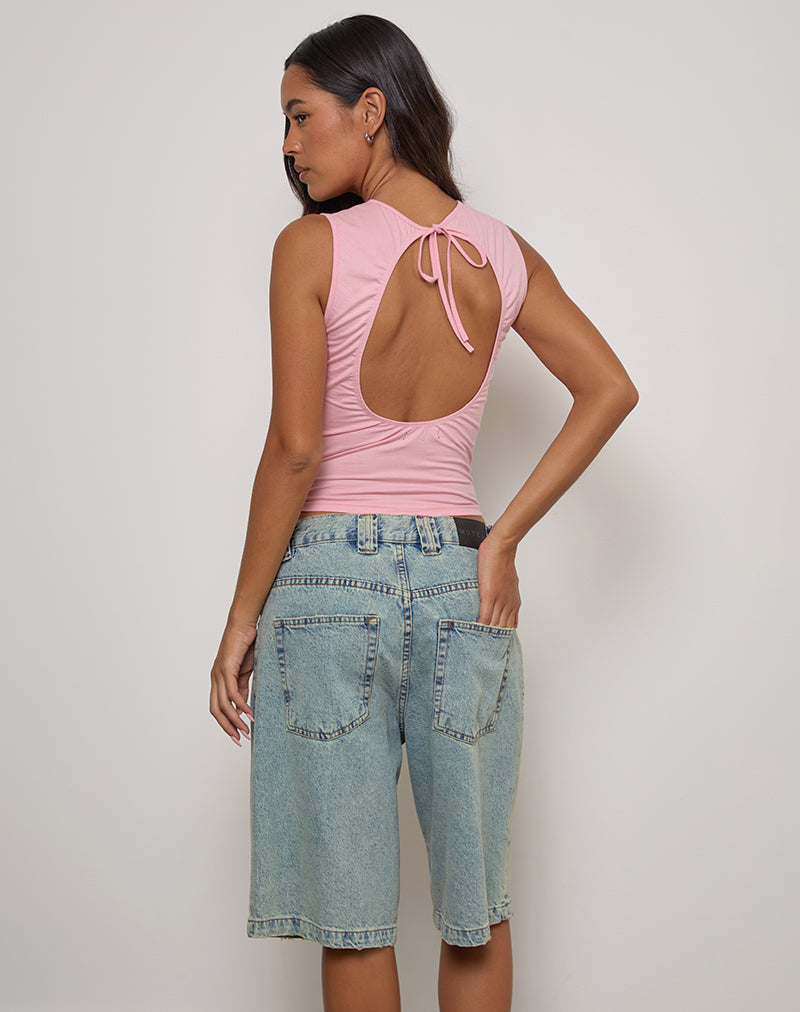 Image of Runaba Backless Tank Top in Ballet Pink Stripe