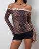 Image de Rusaka Bardot Top in Mesh Deer Print Brown