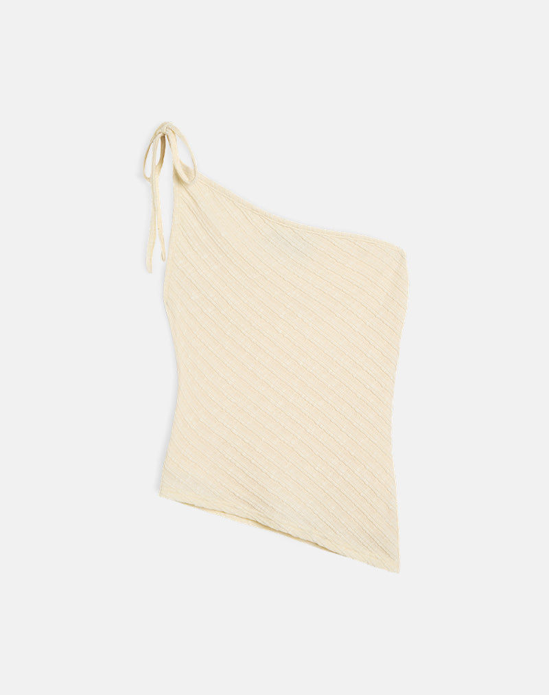 Top Rusana en maille diagonale transparente Buttercream