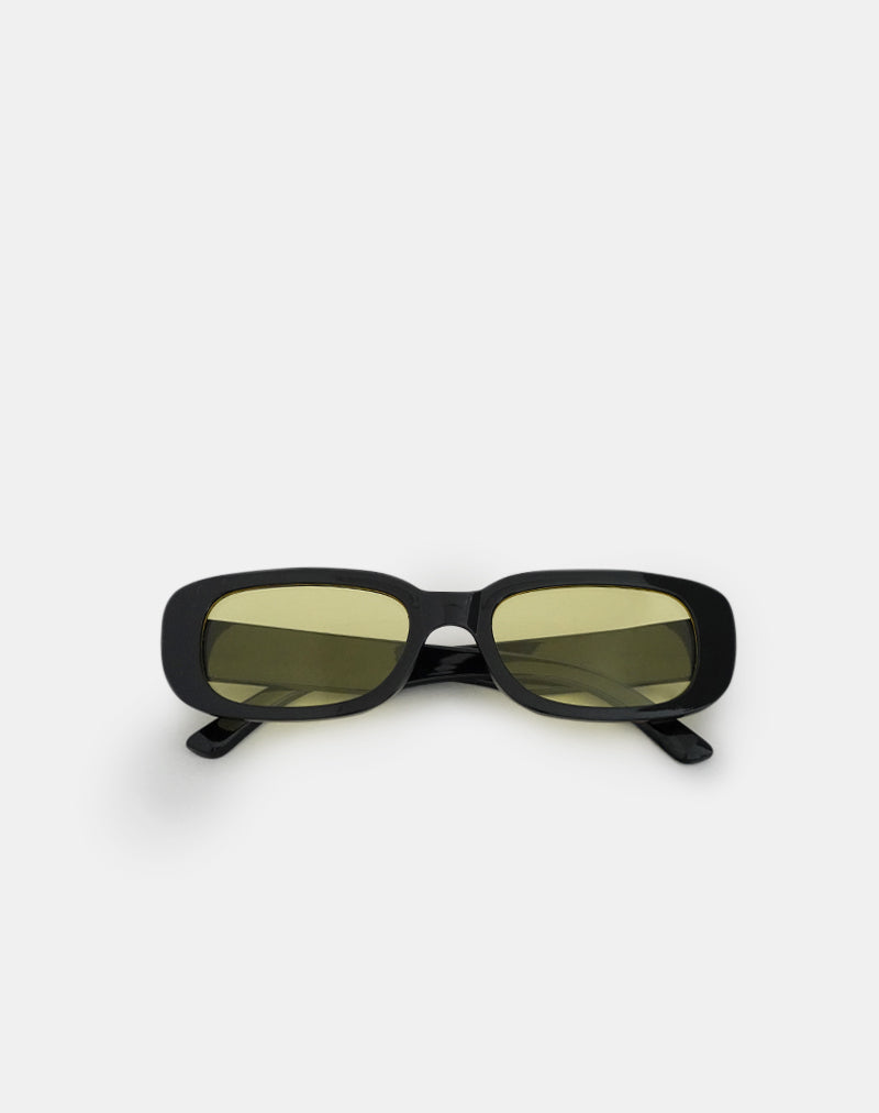 Lunettes de soleil Rustina en noir avec verres jaunes