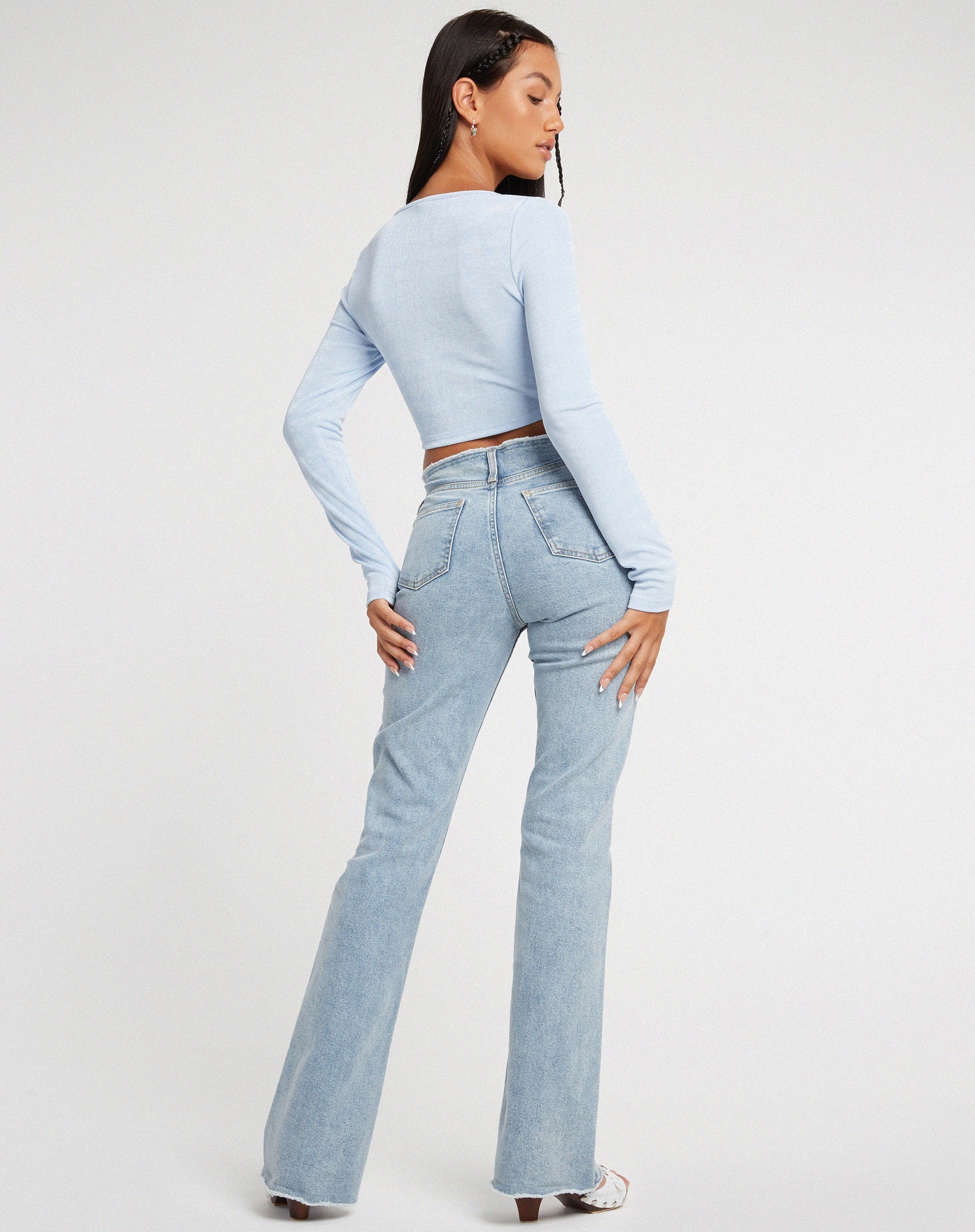image de Ruti Long Sleeve Top in Crepe Baby Blue
