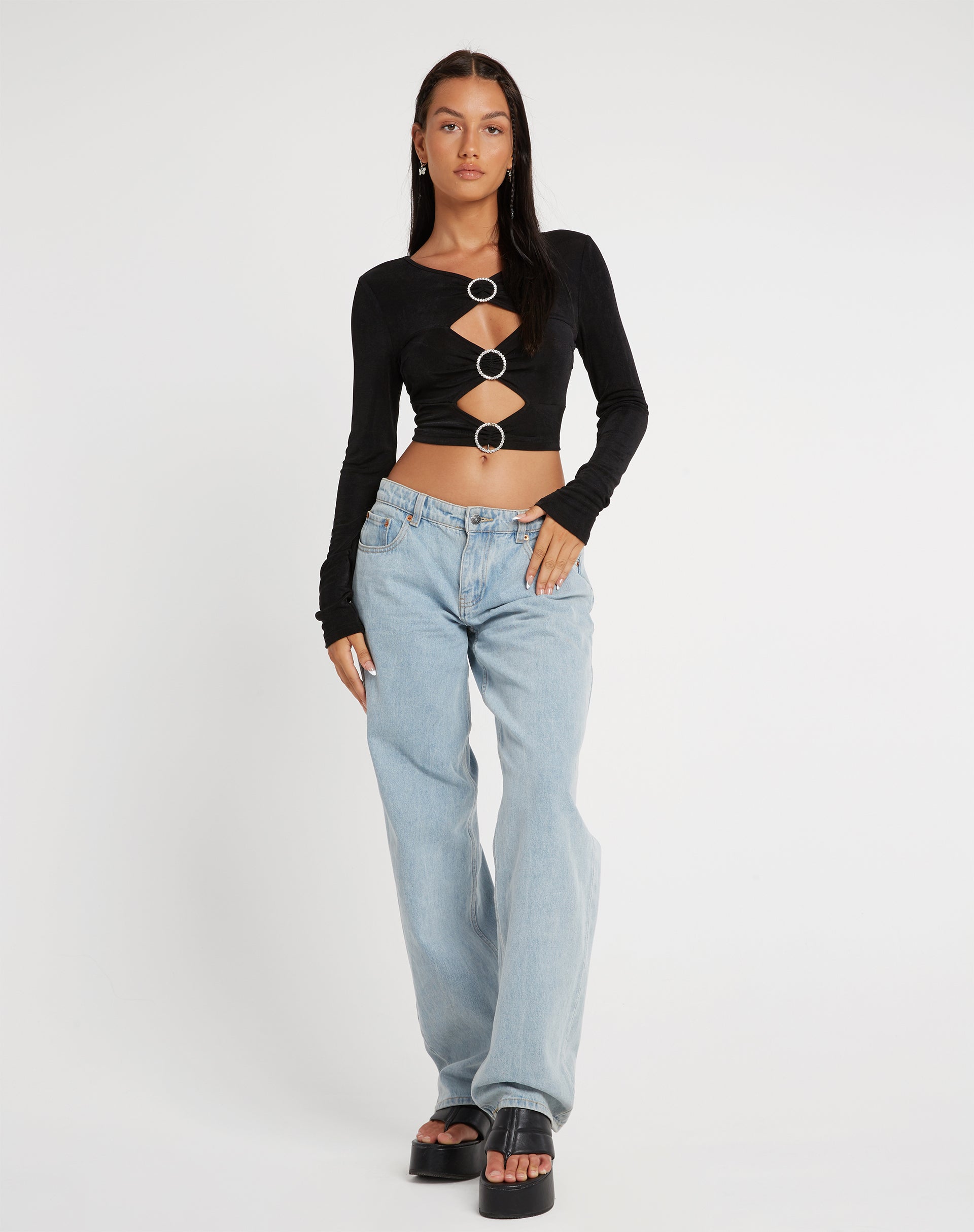 Image de Ruti Long Sleeve Top in Crepe Black