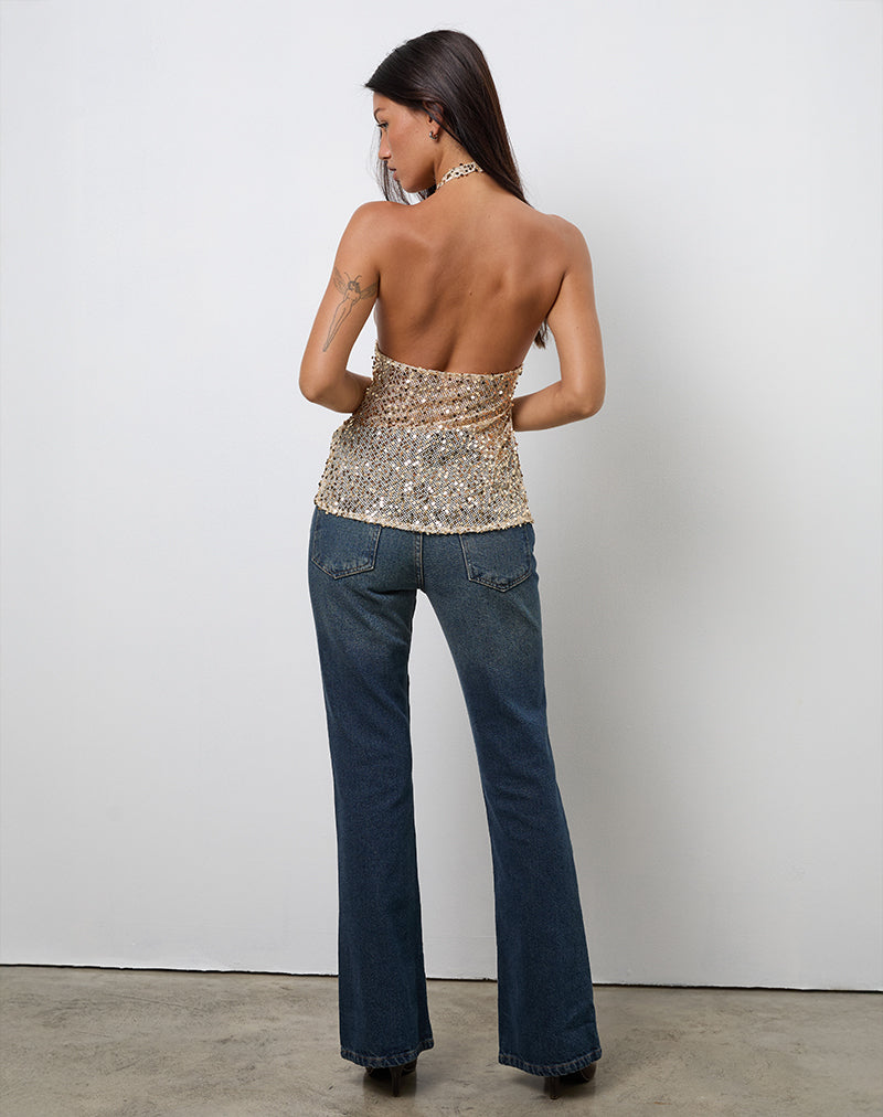 Image de Ruway Unlined Scarf Top in Sequin Gold