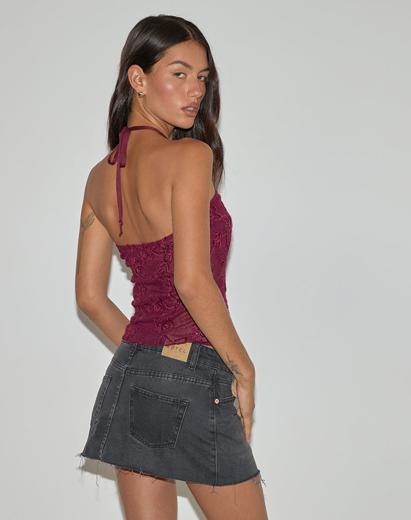 Image de Ruwi Halter Top in Sequin Knit Burgundy