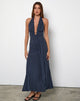 Image de la robe longue Ryoko en cupro Ocean Storm