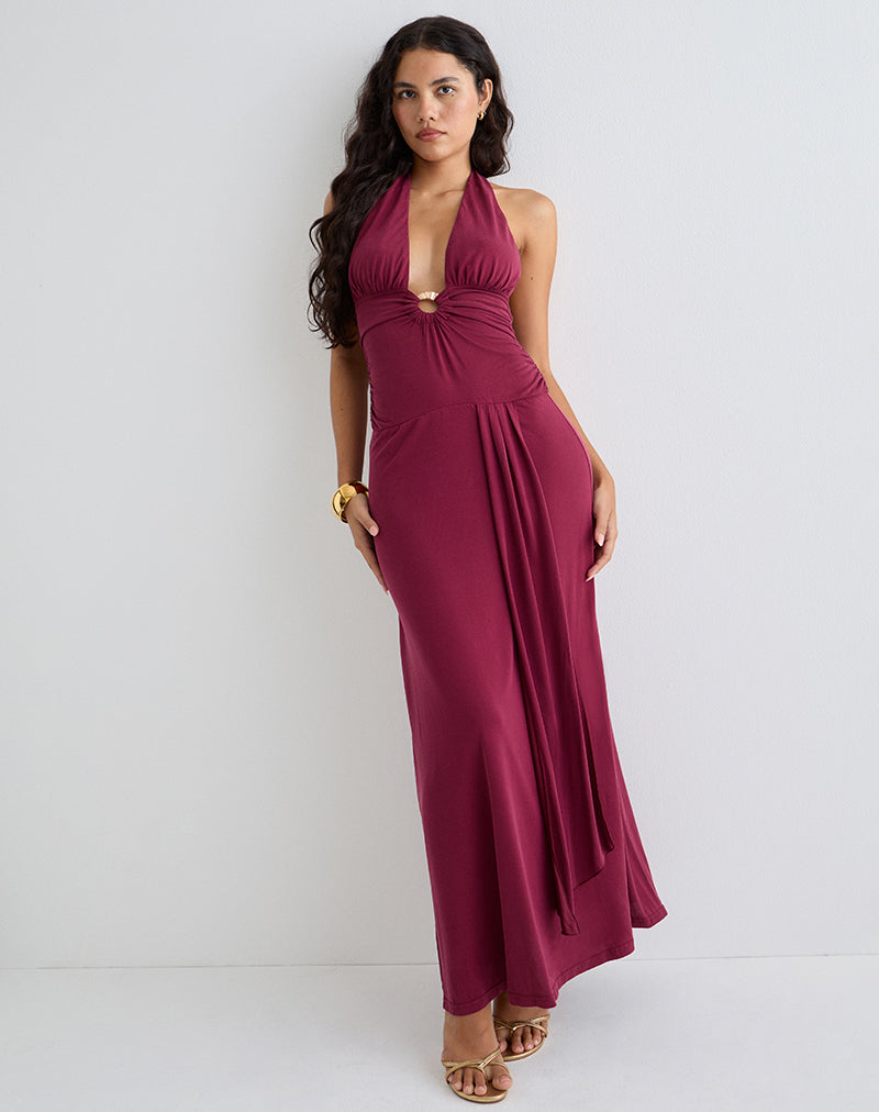 Image de Ryoko Maxi Dress in Cupro Burgundy