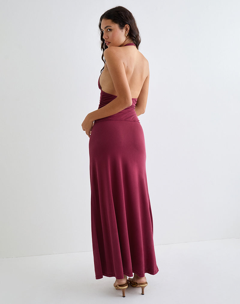 Image de Ryoko Maxi Dress in Cupro Burgundy