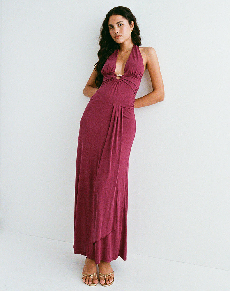 Image de Ryoko Maxi Dress in Cupro Burgundy