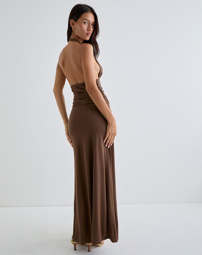 Image de Ryoko Maxi Dress in Cupro Dark Brown