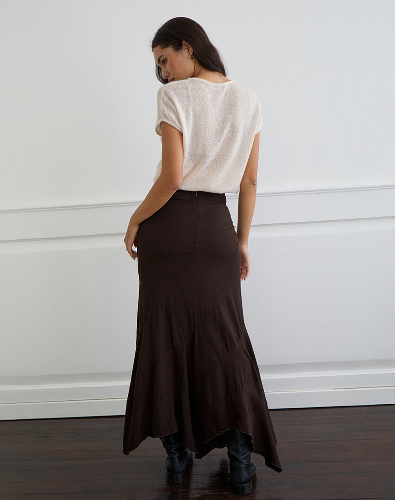 Image de la jupe longue Rombe en chocolat amer