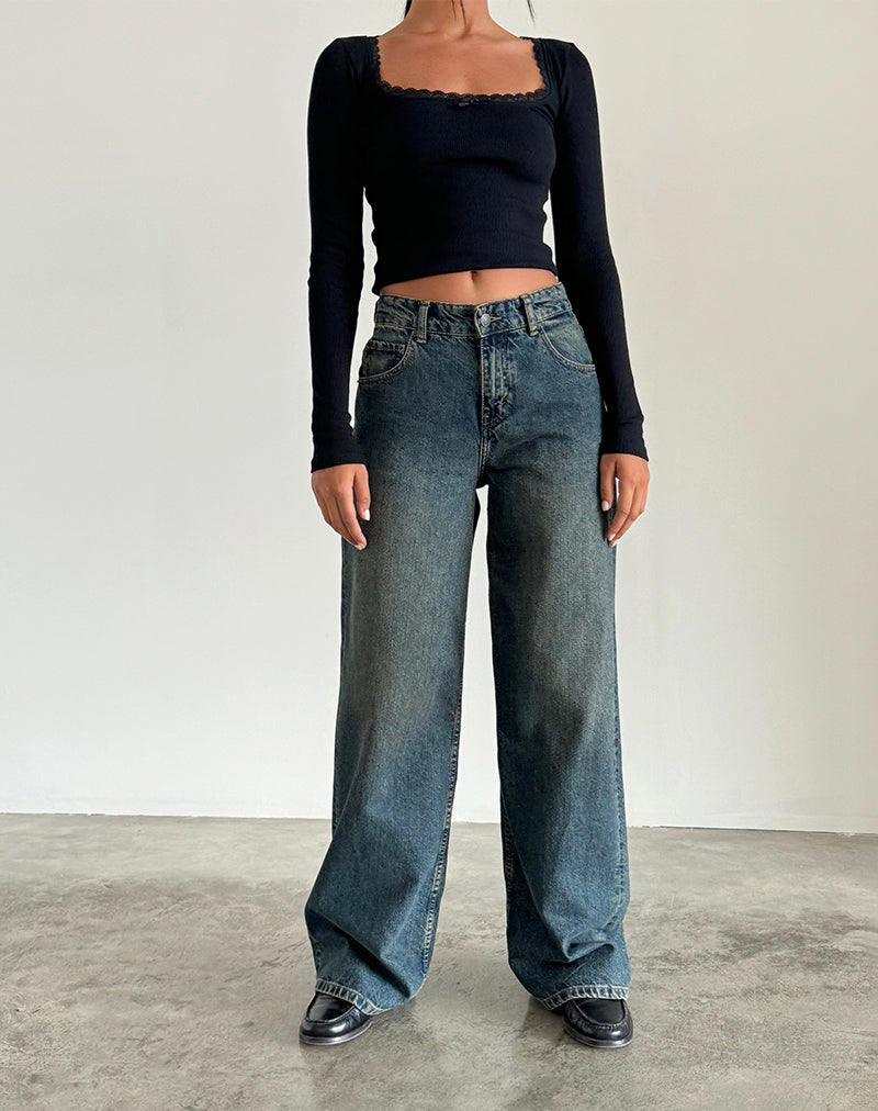 Image de Jeans Roomy Extra Large en Marron Bleu Acide