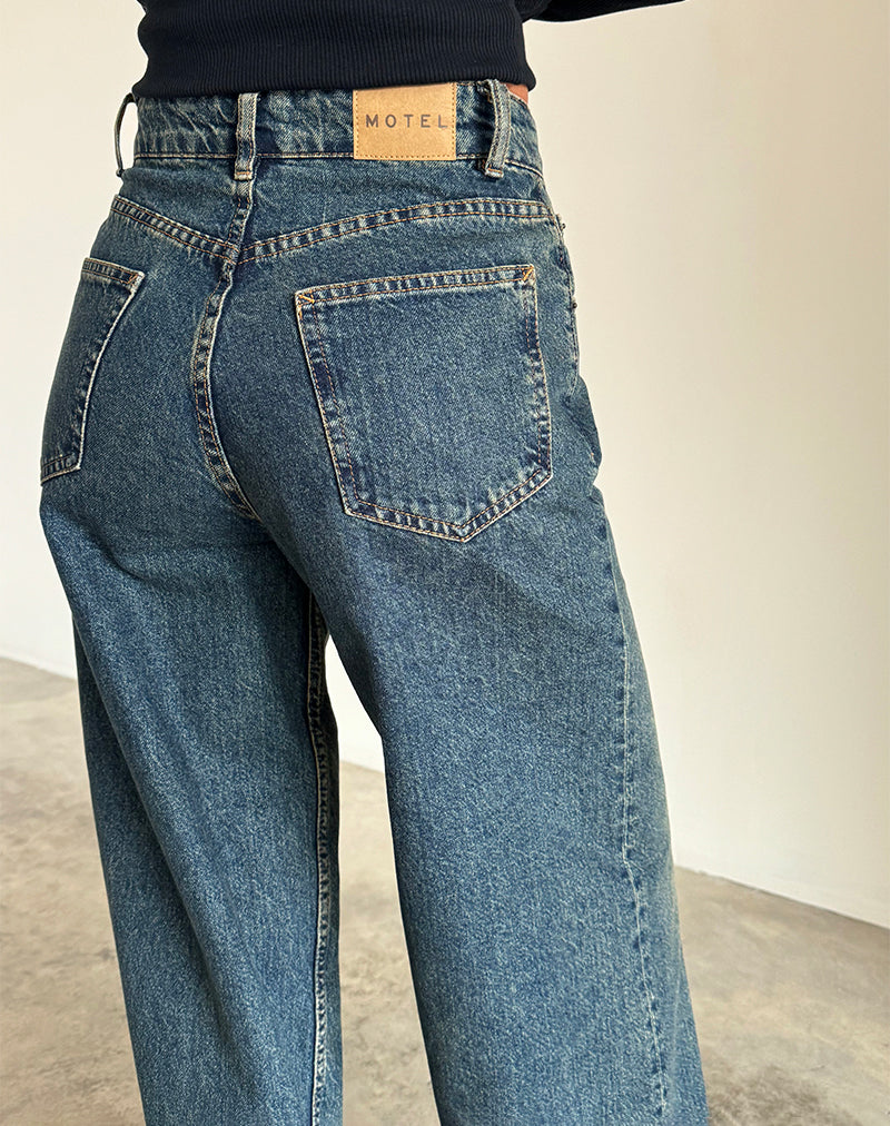 Image de Jeans Roomy Extra Large en Marron Bleu Acide