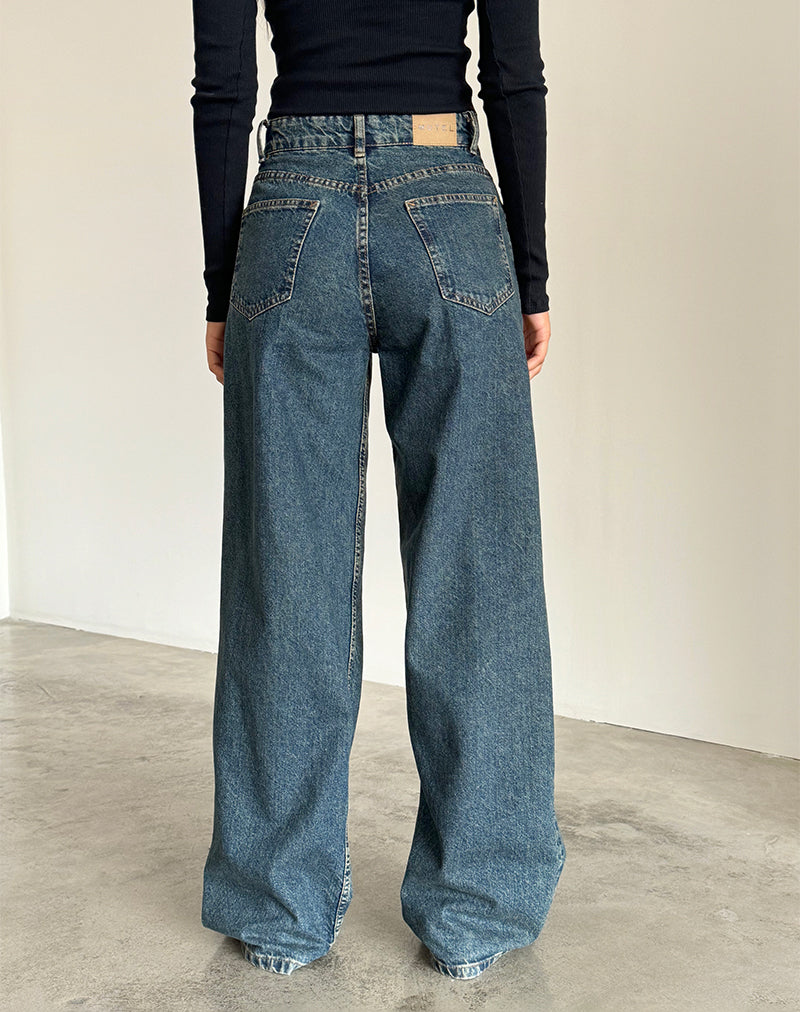 Image de Jeans Roomy Extra Large en Marron Bleu Acide